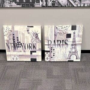New York and Paris Wall Art Set - Black and Gray